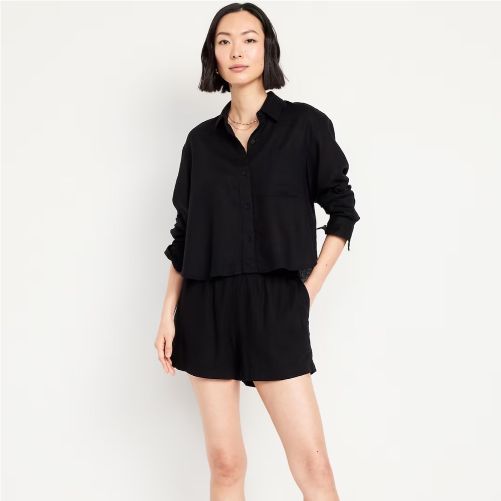 Old Navy Black Linen Shorts